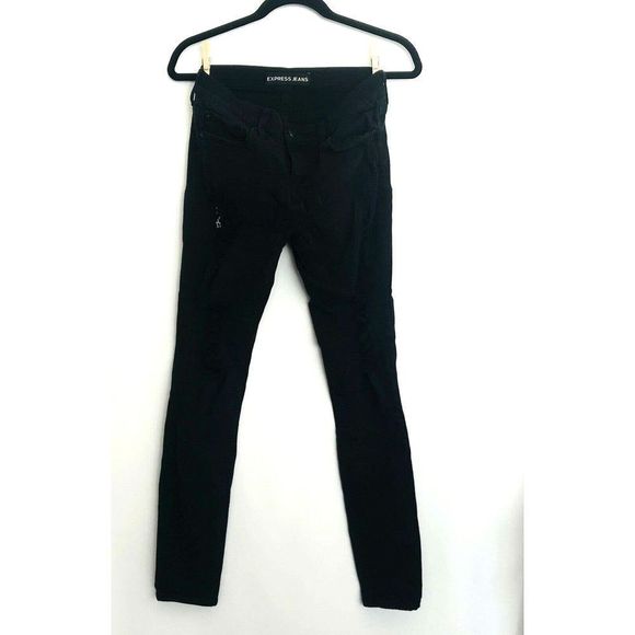 Express Jeans Women Size 6L Black Mid Rise Legging Cotton - Picture 1 of 8